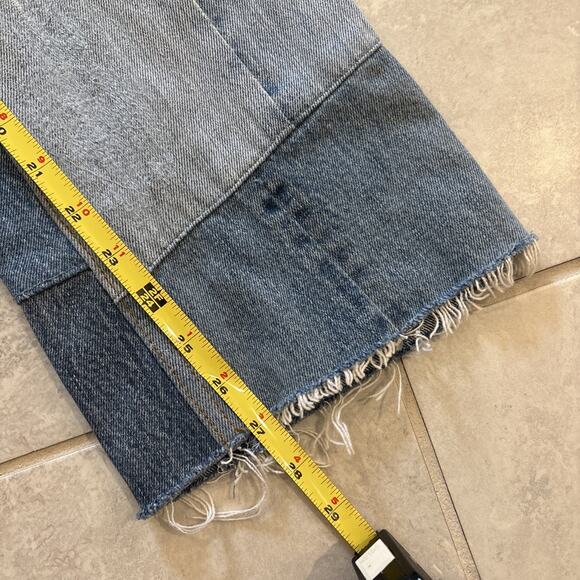 Levis Re/Done Button Fly Jeans Women’s Sz 24 Relaxed Blue Patchwork Indigo 27” - Picture 10 of 13